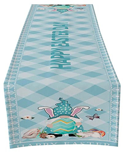 Tischdecke Ostern 183 x 33 cm Tischläufer Ostern Hase Blumen Ostern Tischwäsche Tischdecke Dekoration Ostertischläufer Tischdeko Frühling Küche Tisch Dekoration Drinnen Urlaub Party (02-D, One Size)