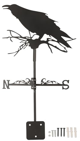 Delaman Girouette, Corbeau Ornement Girouette Girouette Girouette en Fer pour Jardin Extérieur Ferme Cour, Noir