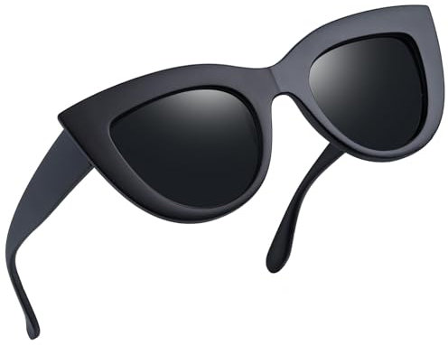 Joopin Fashion Polarized Cateye Sunglasses 2025, UV400 Protection Polarised Retro Oversized Cat Eye Sun Glasses for Women (Matte Black)