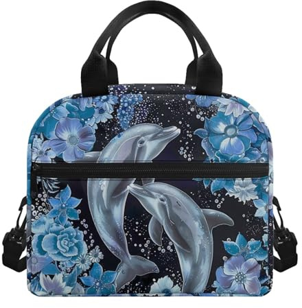 ZUXONGSY Delfin-Lunch-Tasche, 5. Klasse/6. Klasse, florale Lunchbox, primär/elementar, isolierte Lunchbox, wiederverwendbare Lunchbox, Behälter für Kinder