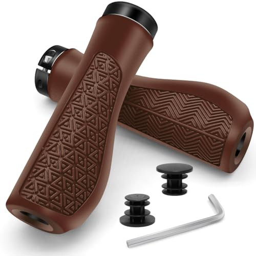 YERUUE Fahrradgriffe Lenkergriffe Ergonomisch Griffe Fahrradlenker MTB Fahrrad Griffe für 22mm Fahrrad, Mountainbike, Schnelle Montage(Antike Bronzefarbe)