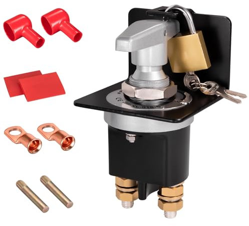 Spurtar Battery Isolator Switch with Lock-Out Plate 500A High Current Battery Cut Off Switch 12V 24V 36V Kill Switch for Car Truck Winch RV Boat Backhoe Tractor Motorhome Hot Rods
