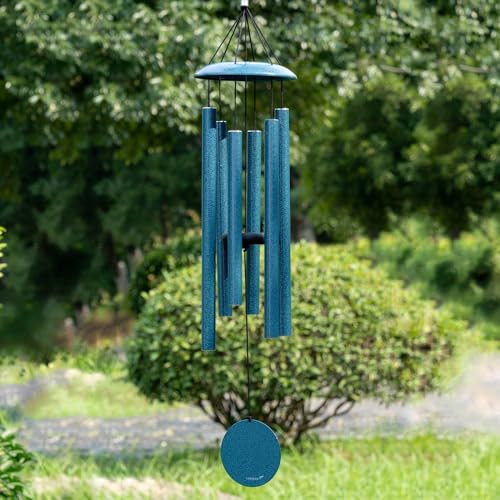 Vanquer Aluminium-Außenwindspiel, Zen, 38 inches, Blau, 96,5 cm, tiefes Klangspiel, Gedenk-Windspiel, Beileidsgeschenk, Garten, Terrasse, Heimdekoration