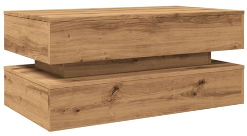 vidaXL Mesa de Centro con Luces LED Roble artisian 90x50x40 cm