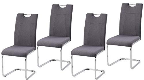HTI living Esszimmerstuhl 4er Set Grau Webstoff Kelly C Schwingstuhl Wartezimmerstuhl Küchenstuhl