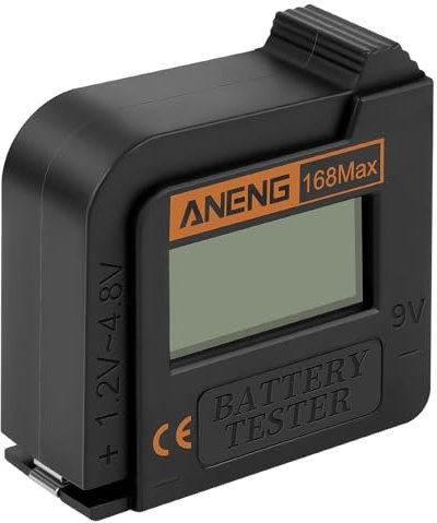 AXFEE Testeur de Batterie Numérique, Testeur de Piles Universel, Vérificateur de Batterie Universel, Capacité de Pile Portable pour AA AAA C D N 18650 16340 1.2~4.8V 9V Battery Piles