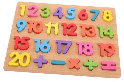 MUSISALY Wooden 1 20 Number Puzzle Board Educational Cognitive Building Blocks for Children Digital Letters Hand Grasping Learning Toy for Early Development