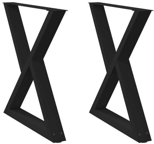 vidaXL Pieds de Table à Manger 2 pièces Noir 80 x (72-73,3) cm Acier