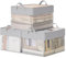 SONGMICS Aufbewahrungsbox 3er Set, Aufbewahrungskorb mittelgroß, Ordnungsboxen Stoff, Faltbox, transparentes Nylonnetz, 40 x 30 x 25 cm, Griffe, für Schlafzimmer, Wohnzimmer, taubengrau RFB940G01