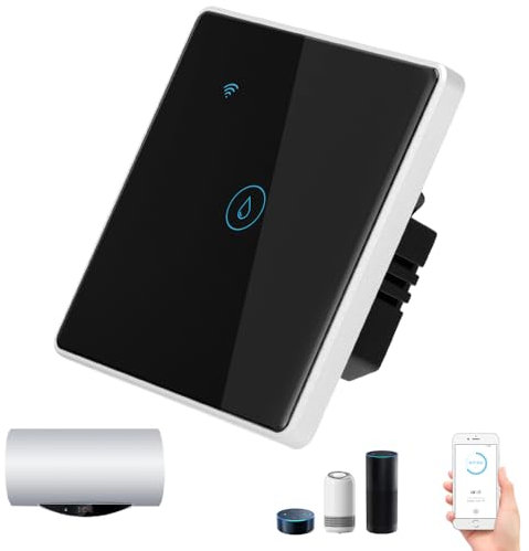 Smart Immersion Heater Timer, 40A 8000W WiFi Smart Switch, Smart Touch Boiler Timer Switch Works with Amazon Alexa & Google Assistant (Black 1)
