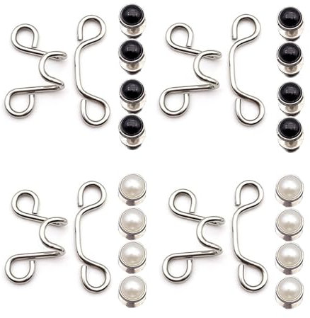 4 Sets Hosenbund Enger Machen,Jeans Ohne Nähen Ersatz Zum Waist Pearl Verkleinern Knöpfe Clip,Abnehmbarer Hosen Tightener Button Clips Schnalle für Adjust Hose Taillenspanner Befestigung Knopf