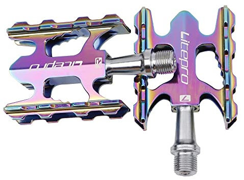 HESHUWEN Fahrradpedale Klapprad-Pedal-Lager-Aluminium-Legierung ohne Rutsch MTB Rennrad BMX Universal Fahrradpedal MTB Pedale(Rainbow)