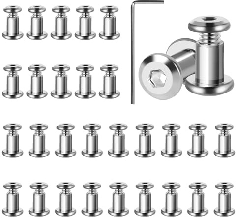 30 Pezzi Viti Di Collegamento M3, Vite per Mobili M3 x 5 mm con Chiave Esagonale, Viti a Brugola in Acciaio Inossidabile, Vite Collegamento Mobili per Armadi, Tavole di Legno