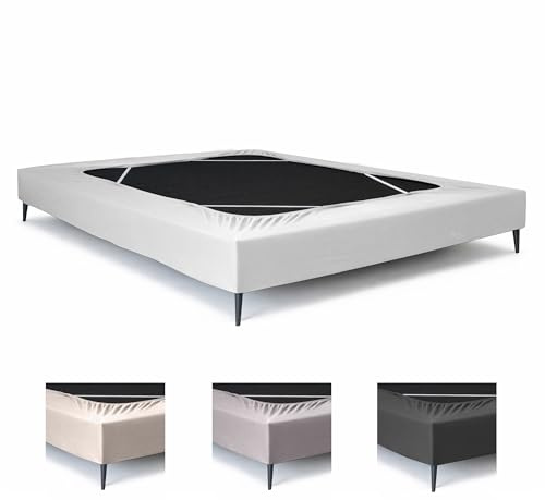 Textilhome Bettvolant Lattenrost 180x200 Elastisch Passgenau Weiß | Schützt das Bettgestell vor Staub und Abnutzung für ein gepflegtes Schlafzimmer und eine dauerhaft elegante Optik. Langlebig