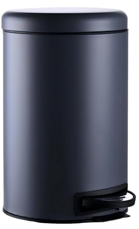 Relaxdays Mülleimer, 12 Liter, entnehmbarer Kunststoff-Inneneimer, Fußpedal, Küche, Bad, Tretmülleimer, Stahl, Farbwahl