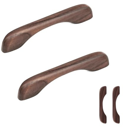 LWZko 2 Pezzi maniglie per Mobili da Cucina, Maniglie Armadio Legno Scuro, Maniglie per Mobili da Cucina 96 mm Legno, per Armadio, Cassetto Porta, Cassetto, Maniglia (Noci Nere)