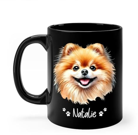 Tasse Pommerscher Schwarzer Tassen Custom Text Kaffeetasse Hochwertige Keramikbecher Büro Für Breakfast Milk Freund Freundin 330Ml