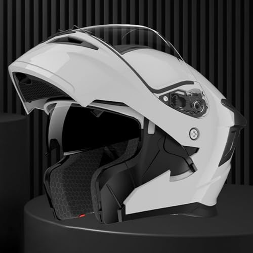 Motorradhelm Klapphelm Fullface Helm Mit Doppelvisier, ECE 22.06 Zertifiziert Rollerhelm Sturzhelm, Integralhelm Für Damen Herren B,54-63cm