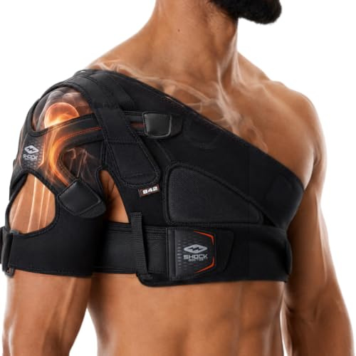 Shock Doctor Shoulder Support Brace for Men, Prevents & Promotes Healing from AC Sprains, Rotator Cuff Injuries & Moderate Separations- Single