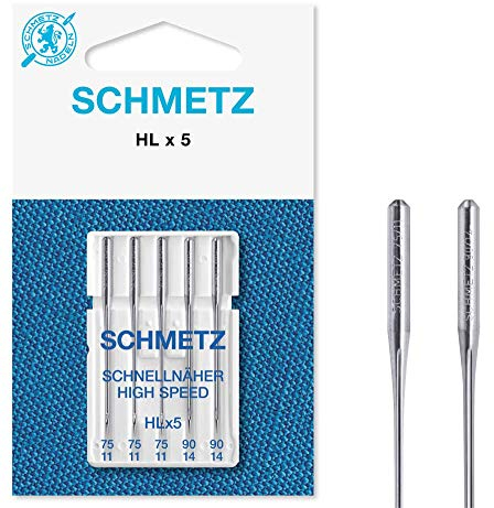 SCHMETZ | 5 Nähmaschinennadeln | Schnellnäher Spezial | HLX5 | Nadeldicke 75/11-90/14 | auf jeder gängigen Haushaltsnähmaschine einsetzbar