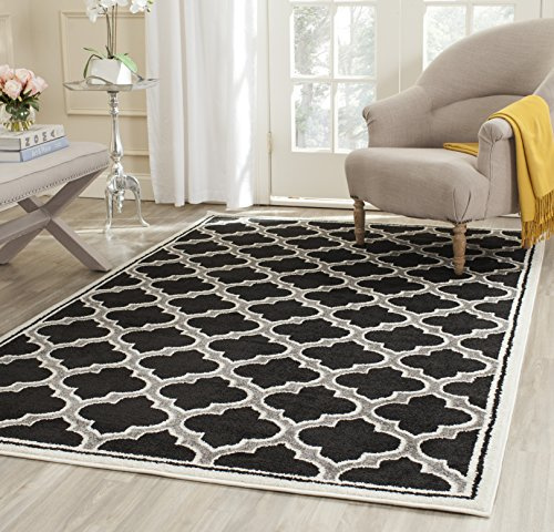 SAFAVIEH Amherst Collection Area Rug - 6' x 9', Anthracite & Ivory, Moroccan Geometric Design, Non-Shedding & Easy Care, Ideal for High Traffic Areas in Living Room, Bedroom (AMT412G)