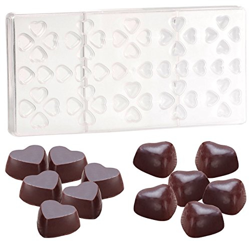 Rosenstein & Söhne Pralinenform: 3D Schokoladen-Gussformen-Set Herzen (Pralinenform Polycarbonat, Polycarbonat Formen Schokolade, Schokobrunnen)