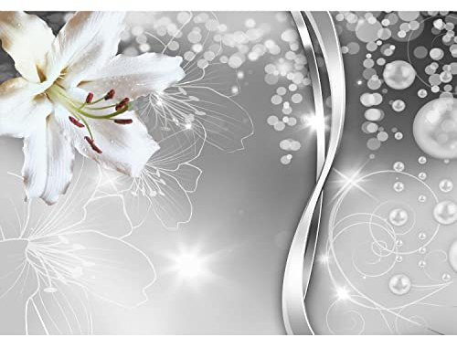 Runa Art Fototapeten 396 x 280 cm Blumen Lilien - Vlies Wanddekoration Wohnzimmer Schlafzimmer - Deutsche Manufaktur - Schwarz Weiss 9077012c