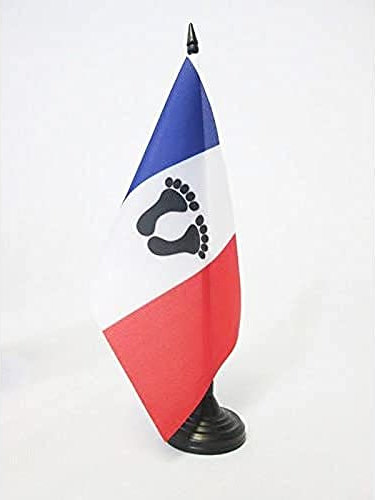AZ FLAG - Drapeau De Table Français d'Algérie 21x14 cm - Petit Drapeau Des Pieds Noirs De Bureau 100% Polyester Avec Hampe De 25cm Et Socle En Plastique Noir