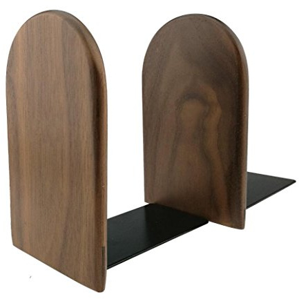 Serre-livres ’’Simple Nature’’ de style japonais en bois de noyer noir pour Maison, bureau, bibliothèque, école, décoration et cadeau Large
