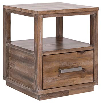Woodkings Nachttisch Woodville I 40x50x40 aus Massivholz rustikaler Schlafzimmer Beistelltisch I Nachtkommode mit Schublade I Akazie Rustic