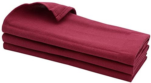 Daloual 3X Geschirrtuch/Küchentuch/Putztuch/Poliertuch aus 100% Baumwolle Bordeaux-Rot Weinrot