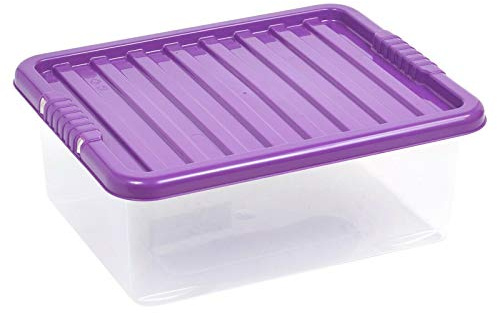 URBNLIVING 28 Liter Underbed Storage Box & Lid Purple x3