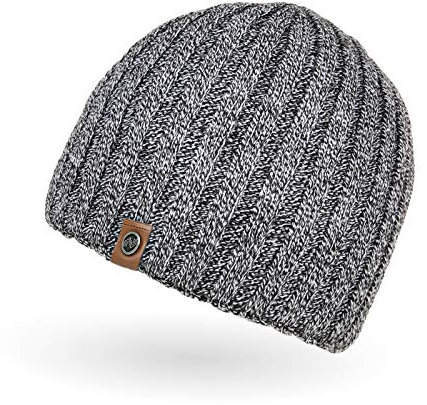 Neverless® Beanie Herren Strick-Mütze Winter-Mütze Rippstrick Optik hellgrau-Melange