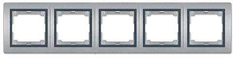 ALING-CONEL Abdeckrahmen 5-fach Prestige Line/horizontal (mit Zwischenrahmen) Silber/Graphit