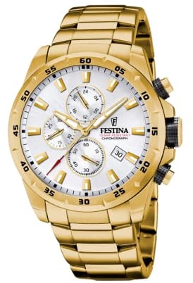 Montre FESTINA pour Homme F20541/1 Chrono Sport Boîtier en Acier Inoxydable Doré Bracelet en Acier Inoxydable Doré