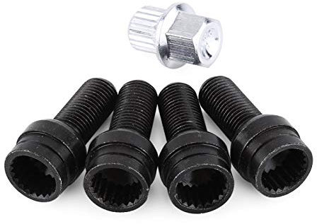 Perno de rueda, 4 + 1 M14 * 1.5MM Juego de tuercas de bloqueo de perno de rueda de acero negro con llave