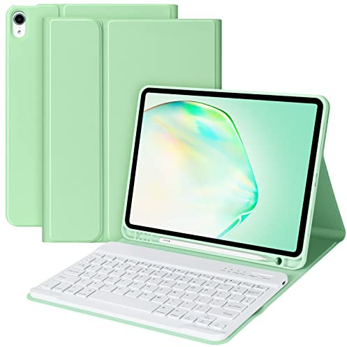 BQSS Étui avec clavier sans fil pour iPad Air 11 M3/M2 (2025/2024) avec clavier sans fil pour iPad Air 10,9 5e/4e génération (2022/2020) – Étui amovible avec porte-crayon – Vert