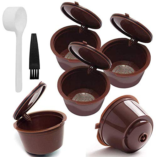 Snner Filtre à café Réutilisable Cafe Cafe Capsules de café Filtrer Tasse Filtre Rechargeable Brosse de cuillère réutilisable pour Dolce Gusto Machines Brown