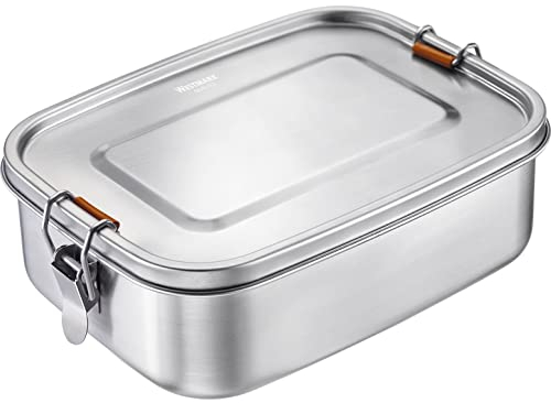 Westmark Lunch Box, Füllvolumen: 1500 ml, Mit Silikon-Dichtungsring, Einsetzbare Trennwand, Rostfreier Edelstahl/Silikon, Viva Maxi, Silber, 23592270