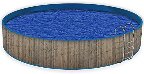 Wallario Pool Verkleidung mit Motiv ohne Ösen, Umrandung Dekoration, Motiv Holzpaneelen in grau braun - Holzmuster mit Maserung, Größe Höhe 80 cm x L 15m