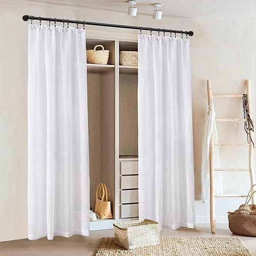 SHINELAND Vorhang für offenen Kleiderschrank, 203 cm Länge, transparenter Vorhang als Alternative zur Falttür, Weiß