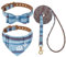 EXPAWLORER Hundehalsband und Leine: Klassisches kariertes Hundehalsband mit Fliege und Pfotenabdruck, kein Verheddern der Hundeleine, verstellbare Halsbänder für kleine, mittelgroße Hunde, Blau, Größe