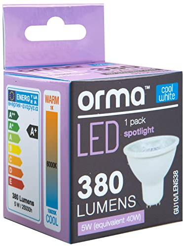VFM - Cool White Spotlight Bulb 5W Led Gu10 380 Lumen Light - Orma