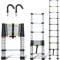 Joparri Scala telescopica in alluminio con gancio rimovibile 2,6 m, allungabile, in alluminio, antiscivolo, portata 150 kg, colore silver