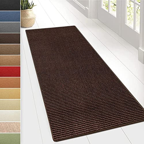 KARAT Sisal Teppich - Teppichläufer 80 cm breit - Naturfaser Läufer - Teppich für Wohnzimmer, Flur, Schlafzimmer - Sisalteppich Sylt (80 x 100 cm, Dunkelbraun)