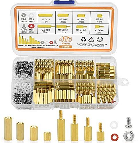486Stk M2.5 Abstandshalter Hex Distanzhülsen PCB Board/Platinen Männlich Weiblich Gewinde Abstandsbolzen Schrauben Muttern Messing Hex Schraubenmutter Sortiment Kit für Platine Raspberry Pi Mainboard