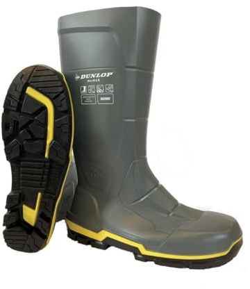 DUNLOP Acifort MetMAX - Metatarsal Guard boots for Men & Women - Safety boots with Steel Toe - Waterproof Work Boots - Chemical and Slip resistant - Dark Grey/Yellow - Size 4-16
