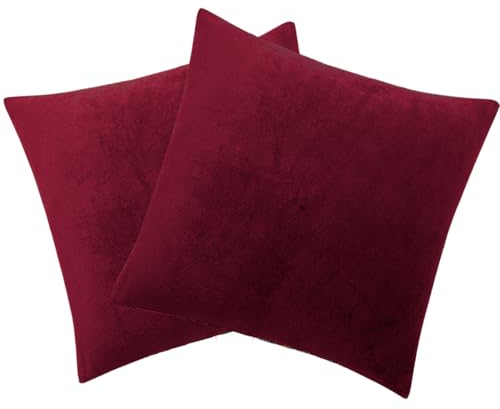 Soifox 2er-Set Kissenbezug 50x50 cm - Samt Zierkissenbezüge Superweich Flauschig Kuschelig Kissenbezüge Dekorative Deko Kissen Sofakissen Lendenkissen Wurfkissenbezug Schlafzimmer Kissenhülle Rot