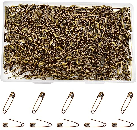 Hocansen 500 Stück Sicherheitsnadeln 20mm klein Mini Sicherheitsnadeln aus Metall für Nähen und Basteln Zubehör(Bronze/BZ)