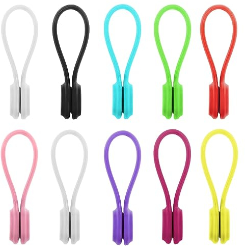 Wiederverwendbare Magnetische Kabelbinder, Multifunktionale Silikon Magnet Kabelbinder für Kabelmanagement und Organisieren, 10 Farben Magnetic Cable Ties, (10 Stück, Bunt)